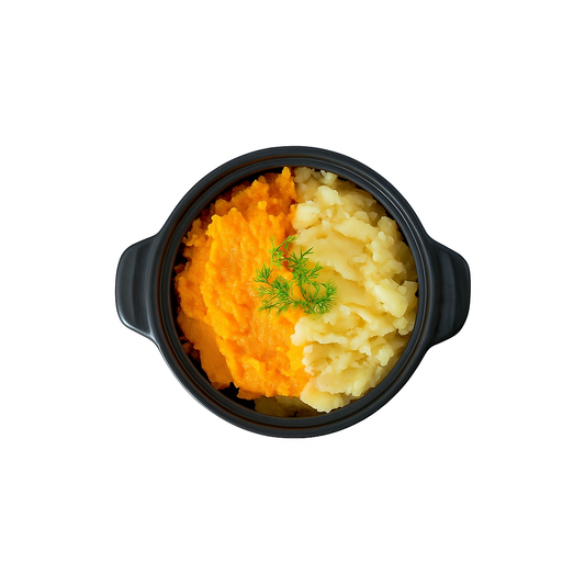 Mashed potatoes and sweet potatoes